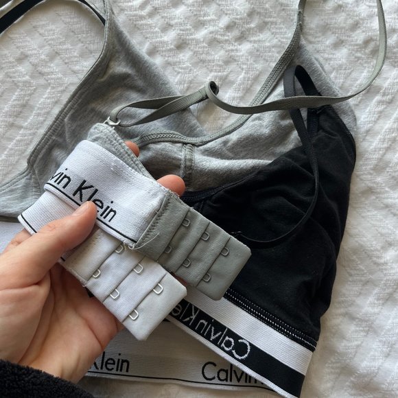Calvin Klein Cotton Bralette BUNDLE | Gray and Black | Womens Size M - Picture 5 of 8